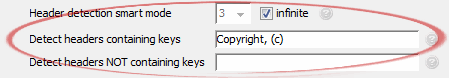 Detect headers containing keys