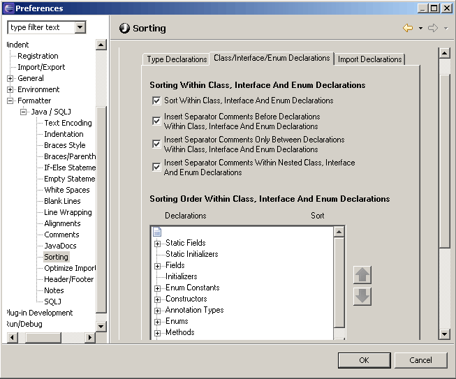 Settings of Jindent plugin