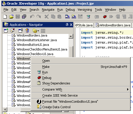 Jindent menu item in file navigator's context menu