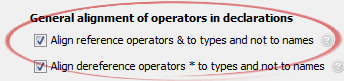 Align reference operators & to types and not to names