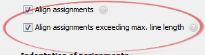 Align assignments exceeding max. line length