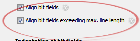 Align bit fields exceeding max. line length