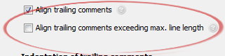 Align trailing comments exceeding max. line length
