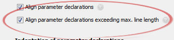 Align parameter declarations exceeding max. line length