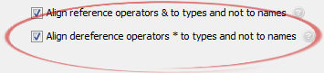 Align dereference operators * to types and not to names