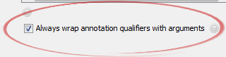 Always wrap annotation qualifiers with arguments