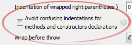 Avoid confusing indentations for
	methods and constructors declarations