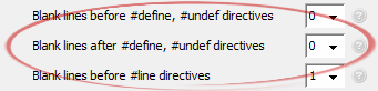 Blank lines after #define, #undef directives