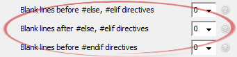 Blank lines after #else, #elif directives