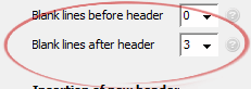 Blank lines after header