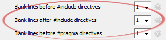 Blank lines after #include directives