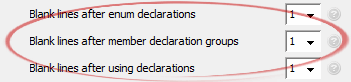 Blank lines after member declaration groups