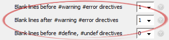Blank lines after #warning #error directives