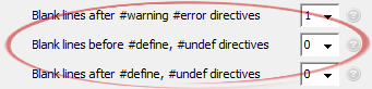 Blank lines before #define, #undef directives