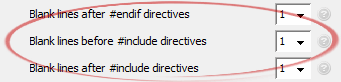 Blank lines before #include directives