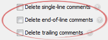 Delete end-of-line comments