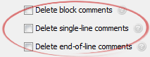 Delete single-line comments