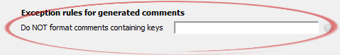 Do NOT format comments containing keys