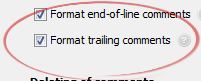 Format trailing comments