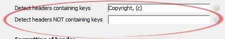 Detect headers NOT containing keys