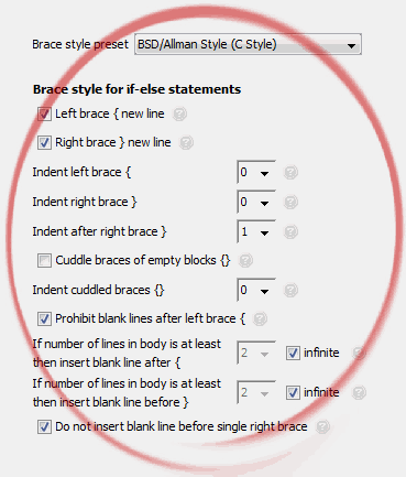 Brace style for if-else statements