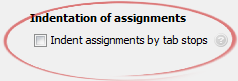 Indent assignments by tab stops