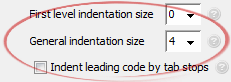 General indentation size