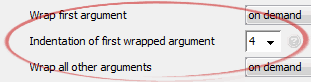 Indentation of first wrapped argument