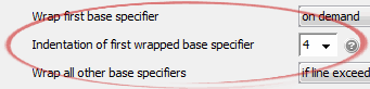 Indentation of first wrapped base specifier