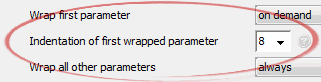Indentation of first wrapped parameter
