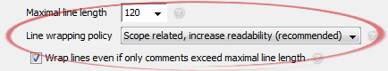 Line wrapping policy