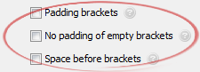 No padding of empty brackets