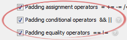 Padding conditional operators  && ||