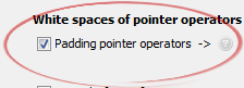 Padding pointer operators  ->