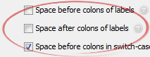 Space after colons of labels