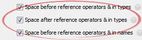 Space after reference operators & in types