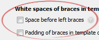Space before left braces