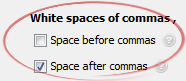Space before commas