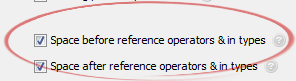 Space before reference operators & in types