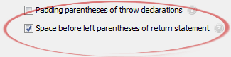 Space before left parentheses of return statement