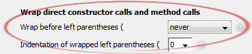 Wrap before left parentheses (