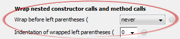 Wrap before left parentheses (