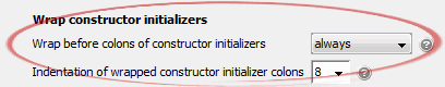 Wrap before colons of constructor initializers