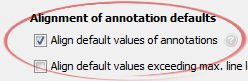 Align default values of annotations