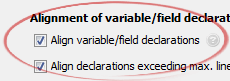 Align variable/field declarations