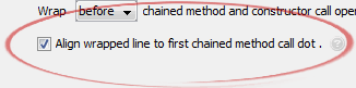 Align wrapped line to first chained method call dot .