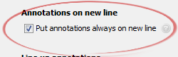 Put annotations always on new line