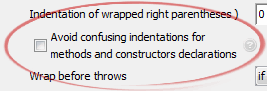 Avoid confusing indentations for
	methods and constructors declarations