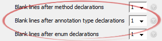 Blank lines after annotation type declarations