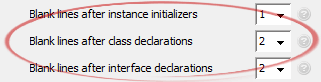 Blank lines after class declarations